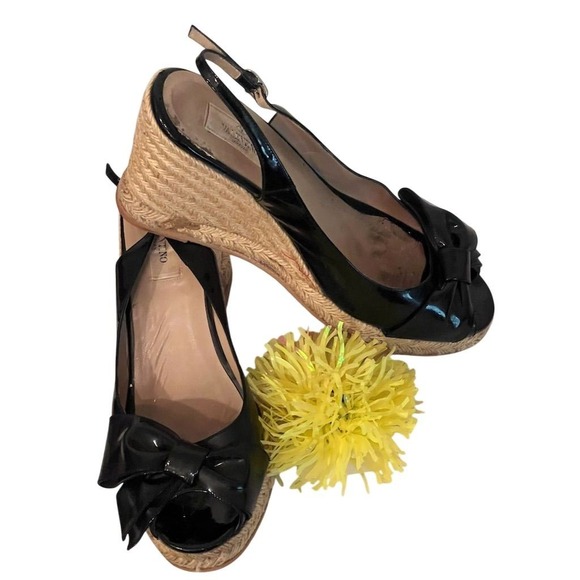 Valentino Garavani‎ Women's Black Bow Wedge Espadrille Sandals 40 box dust cover - Picture 16 of 16